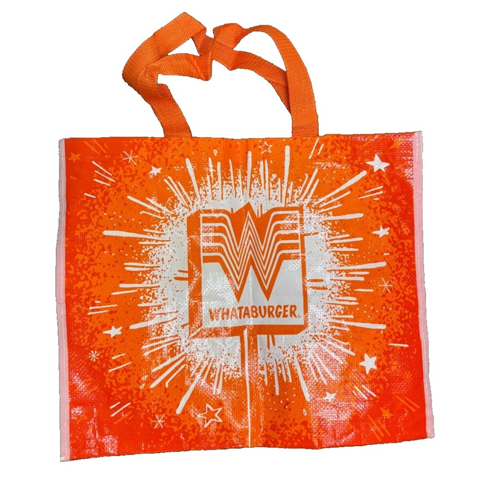 New Large Whataburger Reusable Shopping Tote Bag Orange White
